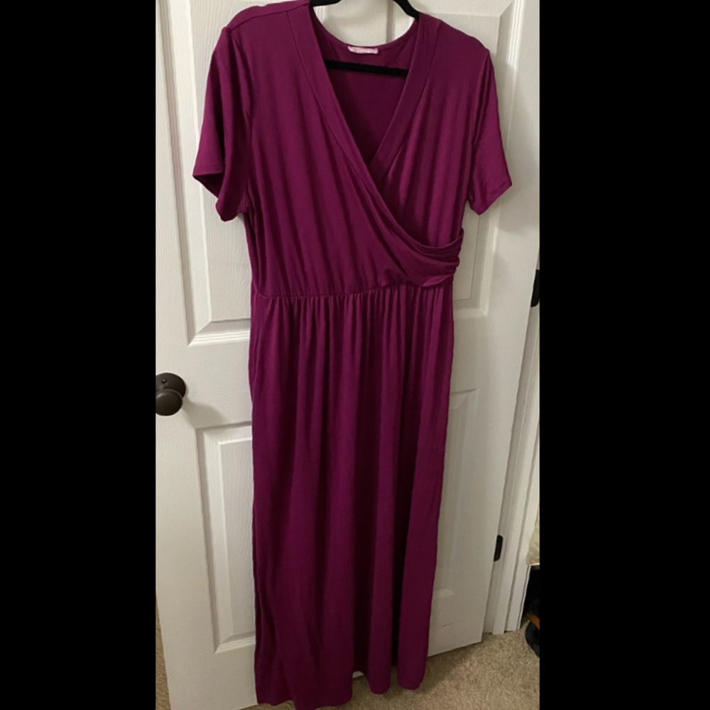 Super Soft Purple Maxi with Faux Wrap Detail